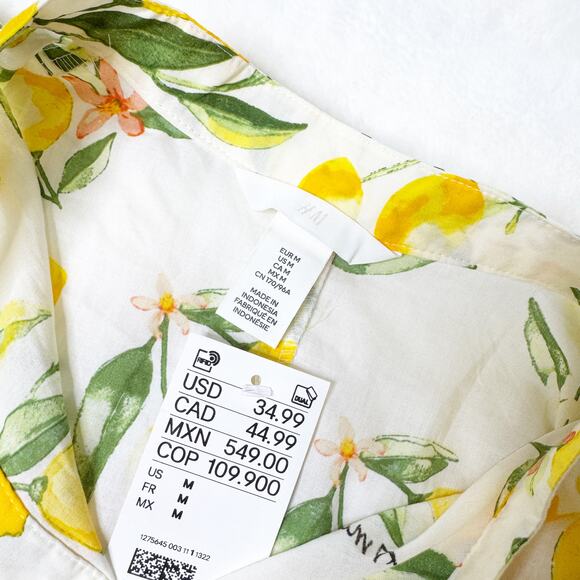 H&M NEW with tags Ankle Length Cotton Lemon Print Maxi Dress size Medium - Picture 10 of 12